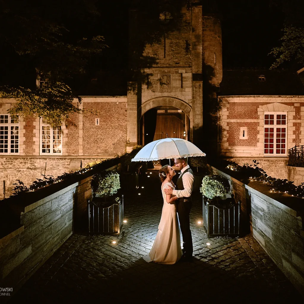 Photo de couple de nuit au chateau du biez pecq belgique